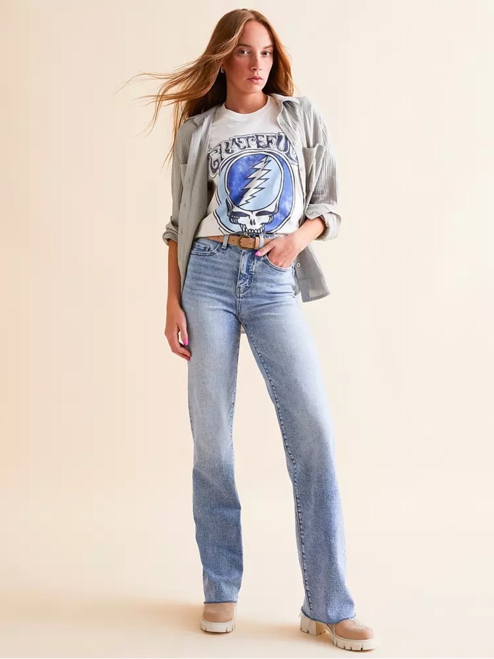 BKE Light Blue High-Rise Flare Jeans